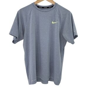 Nike Swim Dri-FIT Blue Heather UPF 40+ Short Sleeve Rash Guard Shirt Mens Medium